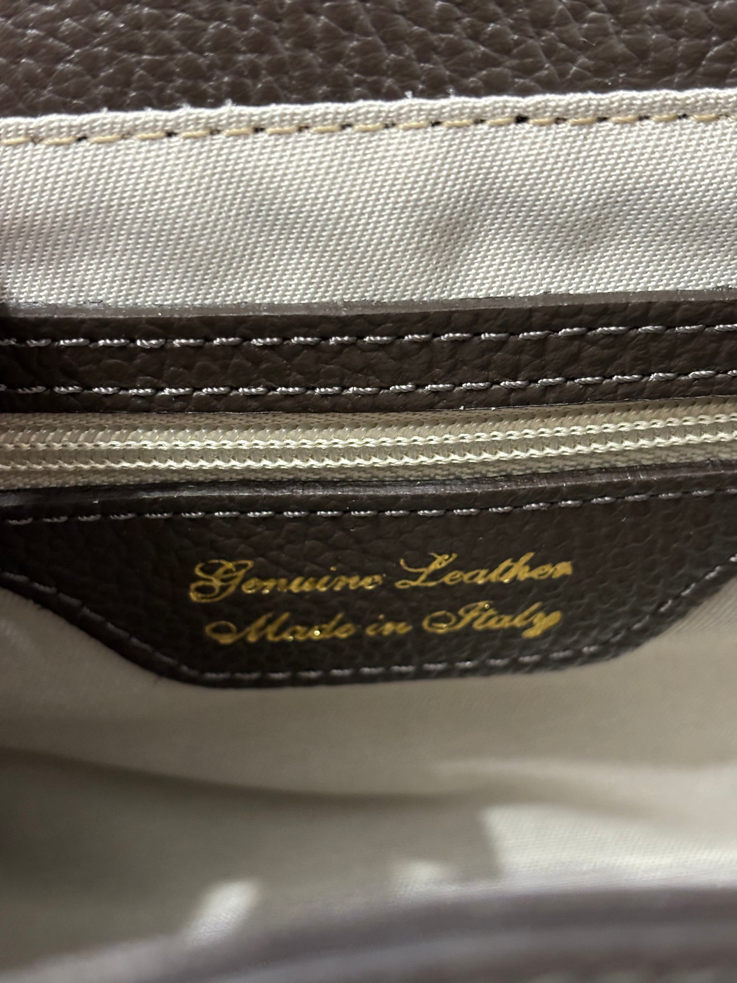 Etichetta Genuine Leather Made in Italy – Florence Bag MICHITA vera pelle artigianale