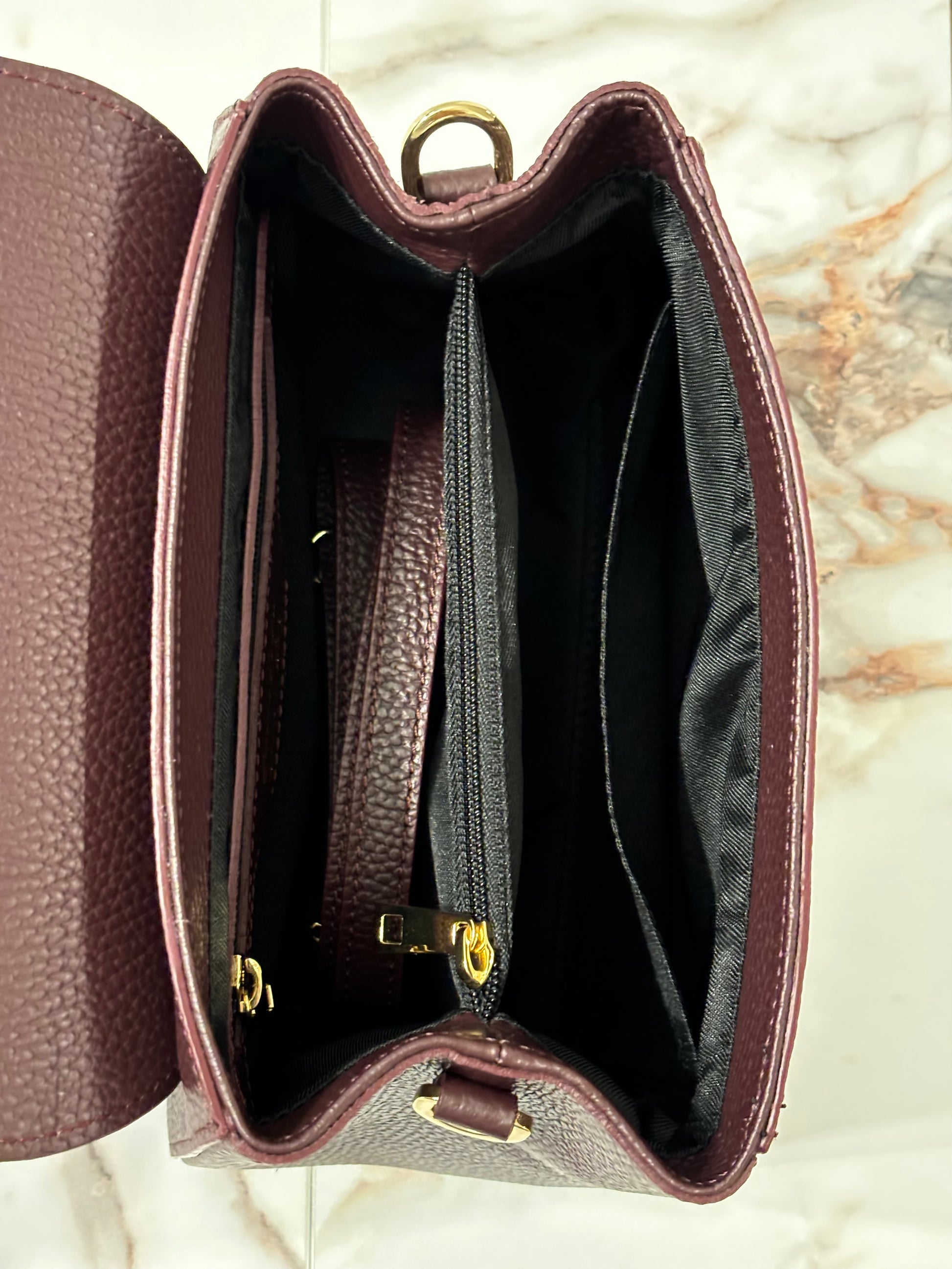 Florence Bag Burgundy interno- cerniere e zip