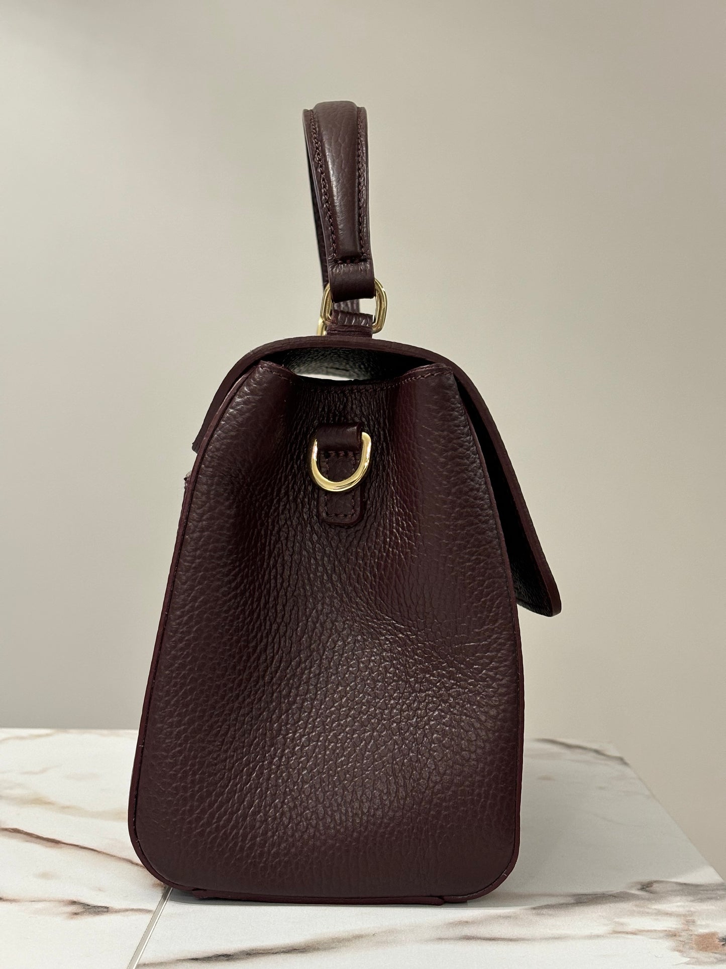 Florence Bag Burgundy vista laterale – borsa in pelle borgogna Made in Italy MICHITA