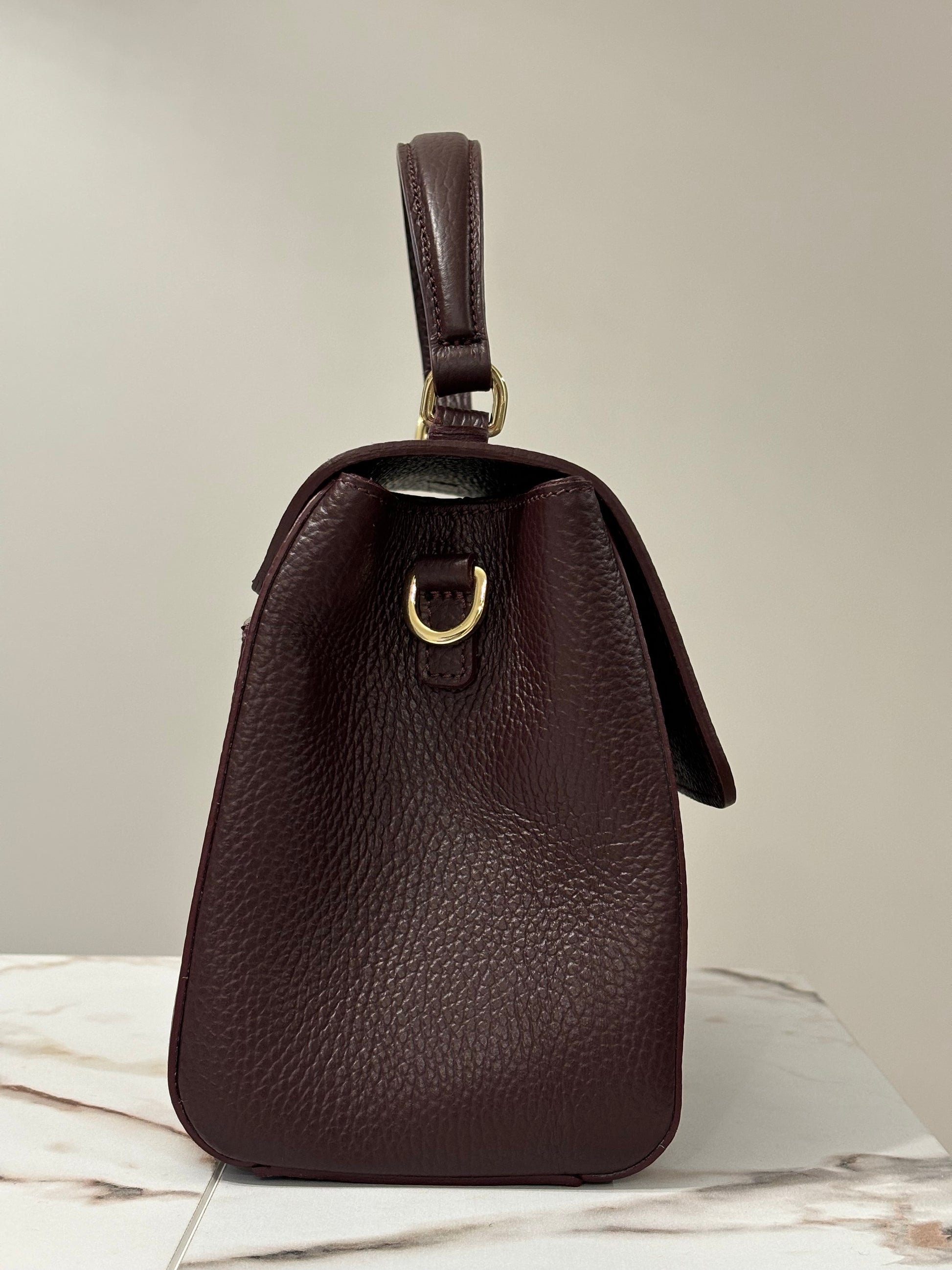Florence Bag Burgundy vista laterale – borsa in pelle borgogna Made in Italy MICHITA
