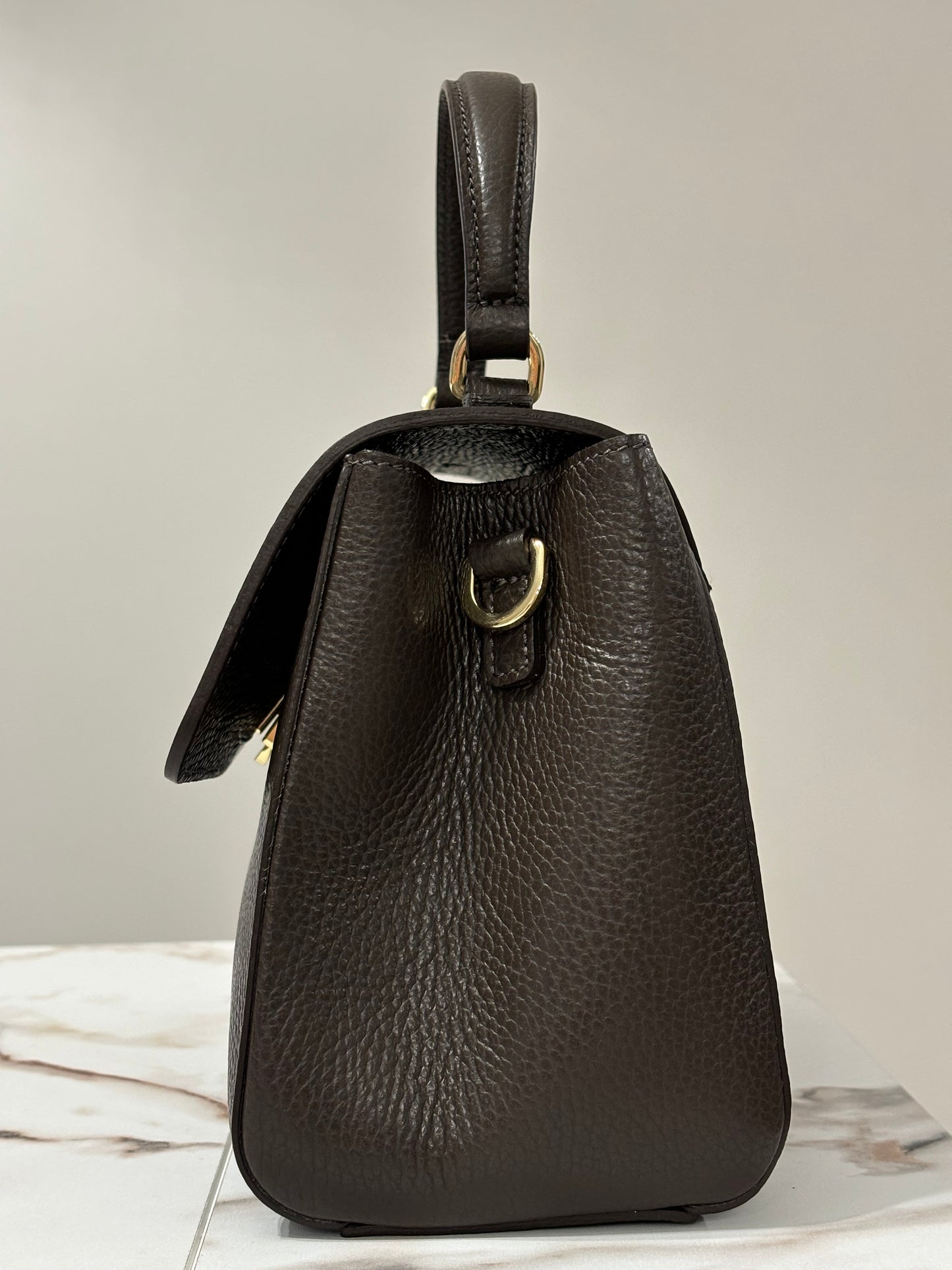 Florence Bag Dark Chocolate vista laterale – borsa in pelle Made in Italy MICHITA