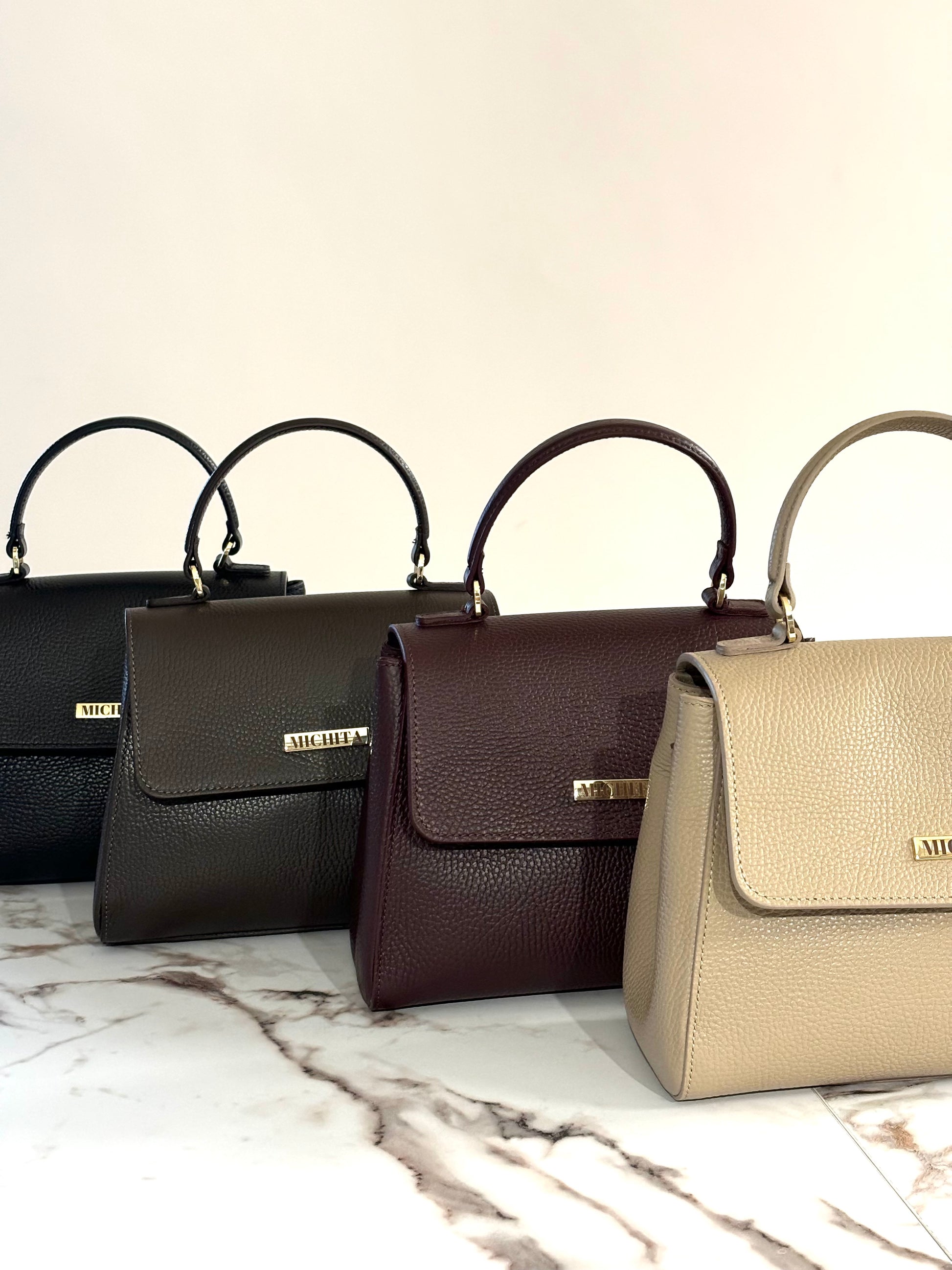 Florence Bag MICHITA in tutti i colori – nero, dark chocolate, bordeaux e taupe in vera pelle