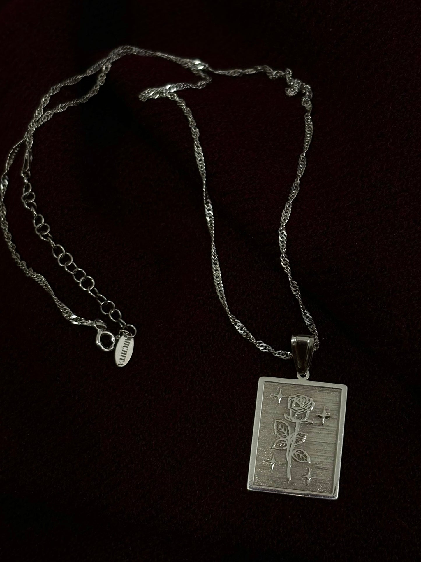 collana  argento con rosa michita