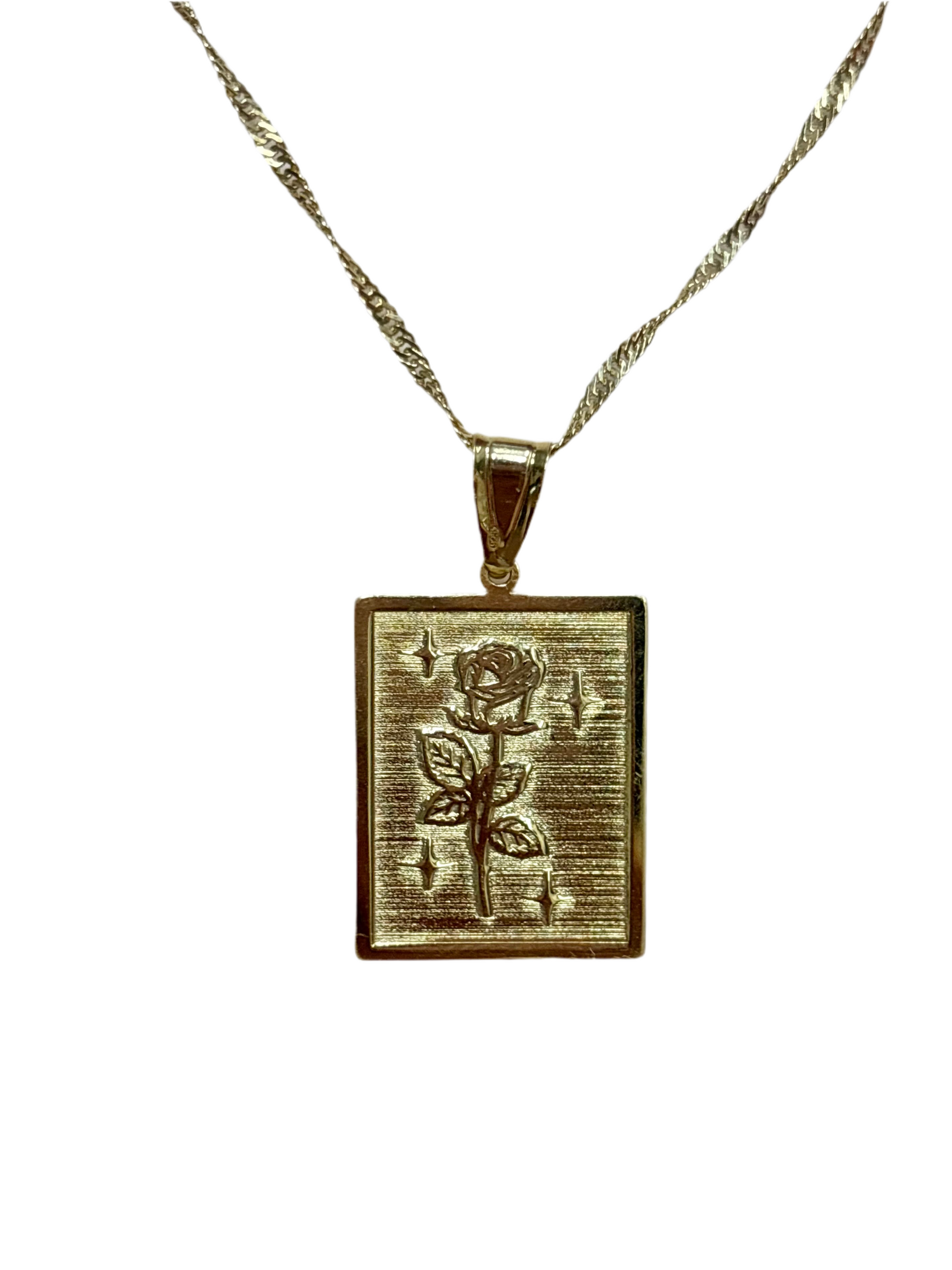 collana con disegno della rosa con sfondo bianco